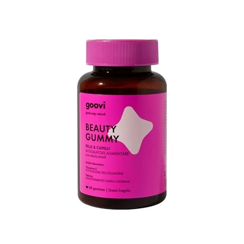 Offerta a tempo: Goovi, Beauty Gummy, Vitamine Gommose con Acido Ialuronico per il Benessere di Pelle e Capelli, Integratore Alimentare con Vitamina C, Biotina e Selenio, Gusto Fragola, 60 gummies - 32% da 24.90 € a 16.81 €