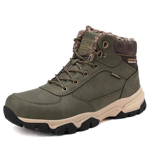 Limitiertes Angebot: ARRIGO BELLO Winterschuhe Herren Winterboots Gefüttert Winterstiefel Leder Stiefel Warmes Fell Trekking Stiefeletten Größe 41-46(A Grün,Größe 43) von 48.99 EUR auf 29.99 EUR (Spare 39%)