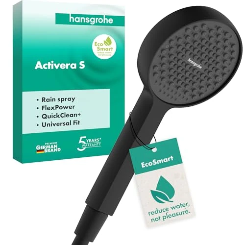 Tijdelijke aanbieding: hansgrohe Activera S - waterbesparende Douchekop 8 l/min (EcoSmart), ronde Handdouche met 1 jet, met anti-kalk functie, mat zwart, 28031670 van 26.99 € naar 26.99 € (0.00% korting)
