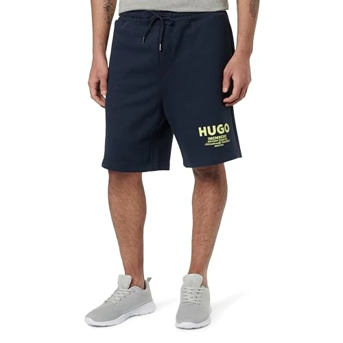 Limited-time offer: HUGO Nomario Men's Loose-Fit Cotton Terry Shorts with Logo Print, Dark Blue 406, Large from $93.72 to $93.72 (save 0.00%)