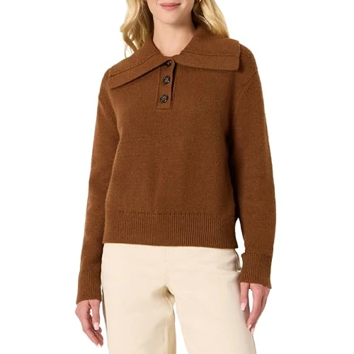 Oferta limitada: Amazon Essentials Jersey con Cuello de Polo Abotonado de Corte Holgado Mujer, Caramelo Mezcla, L de 13.51 € a 12.16 € (ahorro 10%)