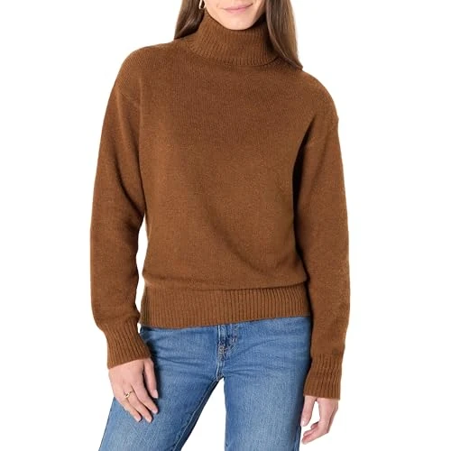 Zeitlich begrenztes Angebot: Amazon Essentials Damen Relaxed-Fit Pullover mit Rollkragen aus Baumwollmischung, Karamell Heide, S von 25.70 € auf 25.70 € (0.00% Rabatt)