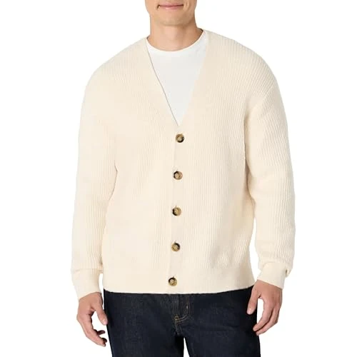 Offerta a tempo: Amazon Essentials Cardigan in Misto Cotone, Vestibilità Rilassata Uomo, Avena Puntinato, L - 24% da 17.13 € a 13.02 €