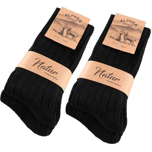 SockWaddles 4 Paia di Calzini di Alpaca Per Uomo e Donna, Calze Termici Traspiranti, Extra Caldi, Calzini Invernali Spessi con Lana D'Alpaca, Taglie 39-42 43-46