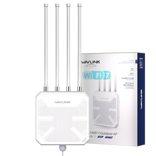 Zeitlich begrenztes Angebot: WAVLINK WiFi 7 Outdoor BE5100 Mesh Router, Repeater, Access Point, IP67 Wasserdicht, 15KV ESD, 4KV Blitzschutz, Aktives/Passives PoE, 8dBi Antennen, Langreichweite für Ländliche Gebiete & Unternehmen von 269.99 € auf 229.49 € 