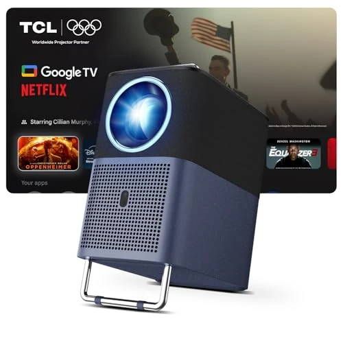 TCL A1s Smart Projector met 4K-ondersteuning, officiële licentie voor Google TV, wifi en Bluetooth, autofocus met keystone-correctie, native 1080p, 16W Dolby Audio