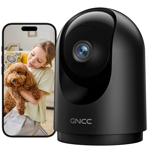 Offerta a tempo: GNCC Telecamera WiFi Interno 2K, Videocamera Sorveglianza, Visione Notturna, 360°, Audio Bidirezionale, Rilevamento di Movimento e Notifiche, Telecamere Cani/Bambini, Nero, 2.4GHz Wi-Fi - 34% da 22.99 € a 15.19 €