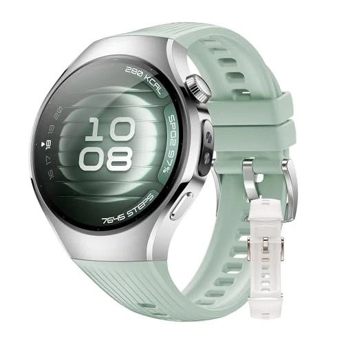 HUAWEI WATCH 5 42mm Verde + Cinturino in Fluoroelastomero Bianco, Tecnologia Multi-sensing X-TAP, SpO2 dal Polpastrello, Health Glance, eSIM, con App ECG, HRV, 30 mesi di Garanzia, Android e iOS