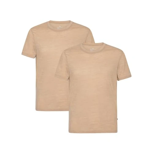 Limitiertes Angebot: DANISH ENDURANCE 100% Merino T-Shirt Herren, Atmungsaktives Unterhemd, 1er oder 2er Pack, Sandfarben, M von 69.95 EUR auf 54.95 EUR (Spare 21%)