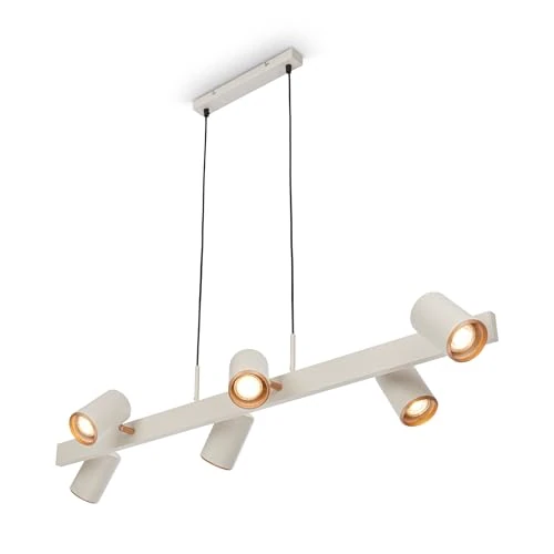 Offerta a tempo: BRILONER - Lampadario a sospensione con spot, orientabile, attacco 6x GU10, lampadario soggiorno, lampadario cucina, lampadario camera da letto, 110x24,9x120 cm, grigio chiaro-caffè - 46% da 199.00 € a 106.92 €