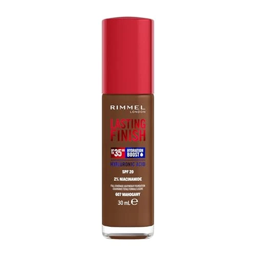 Offerta a tempo: Rimmel London Lasting Finish 35 Hour, fondotinta, lunga durata, idratante, formula vegana, copertura totale, 30 ml, 607 Mahogany - 0.00% da 7.58 € a 7.58 €