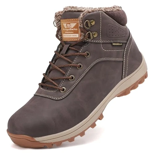 ARRIGO BELLO Winter Shoes Women's Men's Lined Winter Boots Unisex Non-Slip Snow Boots Warm Ankle Boots for Outdoor Size 36-46, brown, 9 UK