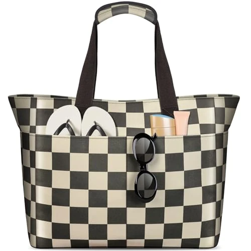 Limited-time offer: EOIWUY Large Beach Bag, 35L Waterproof Sandproof Beach Bags for Women, Foldable Gym Travel Beach Tote Bag with Zip Wet Compartment for Family, Pool, Shopping, Vacation Essentials from 21.99 £ to 13.99 £ (save 36%)