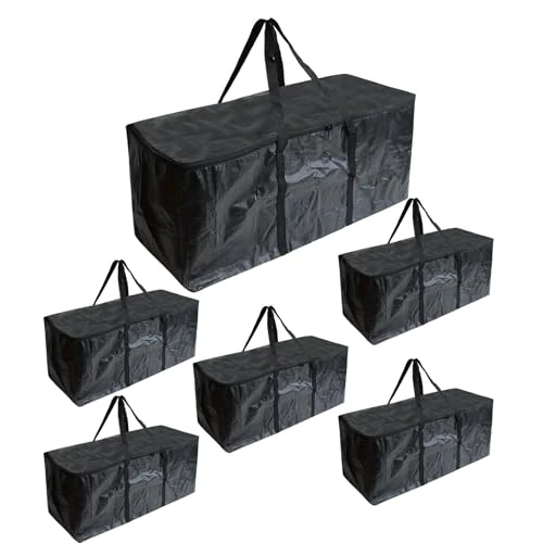 Offerta a tempo: Raweao 6pz Grandi Borse Trasloco per Vestiti, Impermeabile Borsa Portaoggetti con Cerniere e Manici Rinforzati, Borse per Stoccaggio Resistenti per Traslochi, Robus Sacchetti Salvaspazio(Nero) - 18% da 33.99 € a 27.77 €