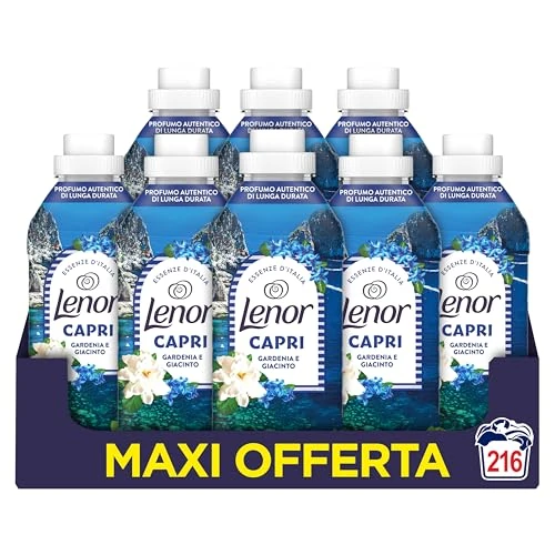 Offerta a tempo: Lenor - Ammorbidente Concentrato Essenze d’Italia - 216 Lavaggi (8 Flaconi x 27 Lavaggi) — 49% da 34,99 € a 17,99 €