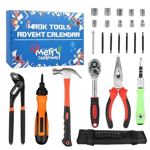 Offre limitée : Calendrier de l'avent Homme Outils, Calendrier de l'Avent pour Adolescents, Cadeaux de Noël, Coffret d'outils pour Ouvriers Agricoles de 45.98 EUR à 29.89 EUR (remise 35%)