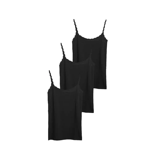 Oferta limitada: Marks & Spencer Pack de 3 camisetas de algodón con adorno de encaje Negro UK 22 (EU 50) de 14.00 € a 7.98 € (ahorro 43%)