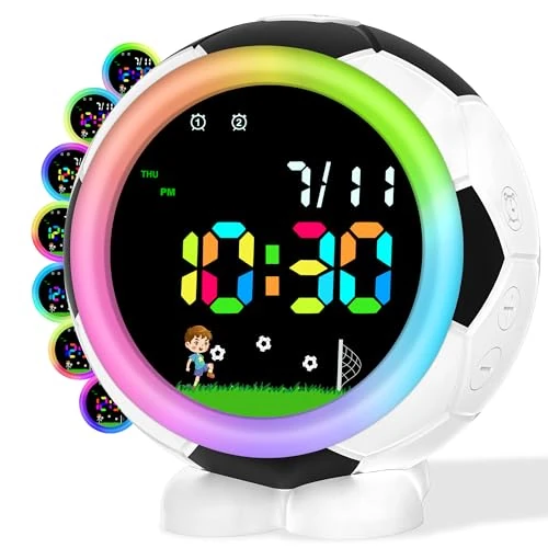 Juboos Digitale Wekker Voor Kinderen, Voor Jongens En Meisjes, Met Kleurrijk, Nachtlampje, Snooze, 6 Beltonen, 12/24 Uur, Eerste Schoolcadeau Voor Kinderen Van 4-15 Jaar