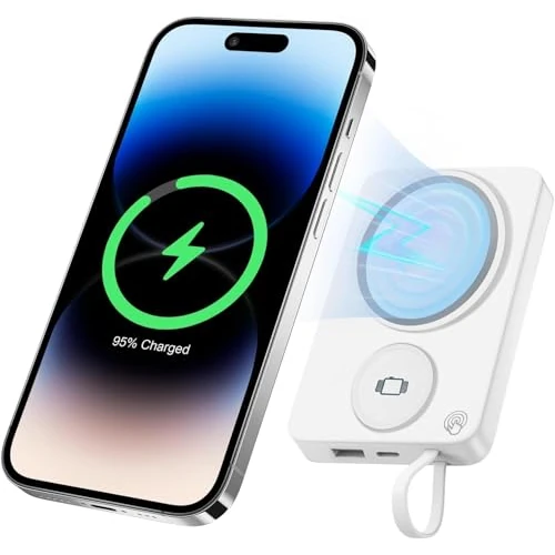 Offerta a tempo: Power Bank Magnetico,Wireless Powerbank 10000mAh,caricatore portatile Wireless PD22.5W USB-C Ingresso/Uscita Ricarica Rapida Batteria Esterna Magnetica per iPhone 16/15/14/13/12/Pro/Plus/Pro Max - 0% da 9.99 € a 9.99 €