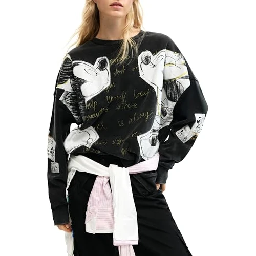 Offerta a tempo: Desigual Kiss Xsmickey Sweatshirt, Nero, S Donna - 36% da 104.16 € a 66.39 €