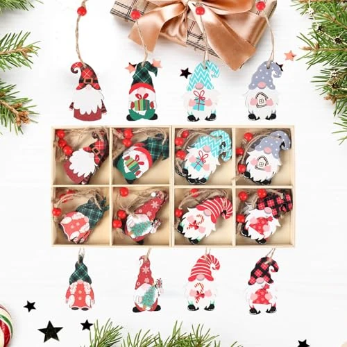 Oferta ograniczona: 24 szt. Drewniane ozdoby świąteczne, wisiorki wisiorki drewniane krasnale ozdoby z pudełkami ozdoby choinkowe ozdoby choinkowe dekoracje choinkowe z 10.99 EUR na 8.59 EUR (znizka 22%)