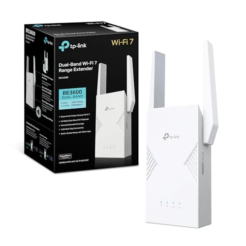 Oferta ograniczona: TP-Link WiFi 7 RE225BE BE3600Mbps dwupasmowy repeater WiFi, 1 port gigabitowy, wydajny domowy, kompatybilny ze wszystkimi skrzynkami internetowymi, 2 antenami zewnętrznymi, 160 MHz, MLO, 4K QAM z 437.72 EUR na 437.72 EUR (znizka 0%)