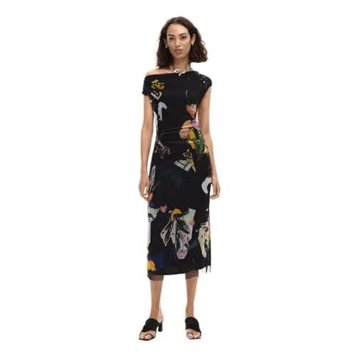 Offre limitée : Desigual Robe Delaware pour Femme, Noir/Blanc, XL de 58.87 € à 44.39 € (25% de remise)