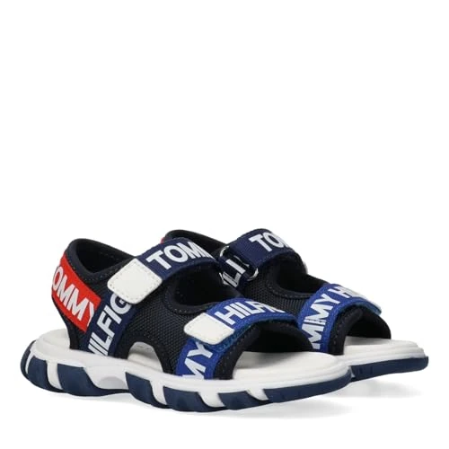 Offerta a tempo: Tommy Hilfiger sandali per bambini doppio velcro, Kyle, Blu/Royal/Rosso, 34 - 38% da 69.95 € a 43.37 €