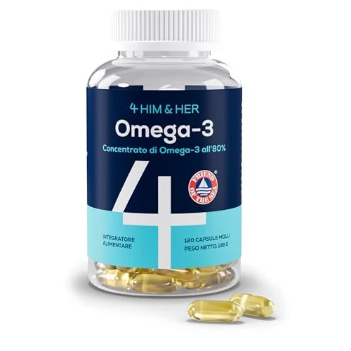 4 HIM & HER Omega-3 Visolie Capsules - Hoge Sterkte (80%) Omega-3-668 mg EPA & 500 mg DHA + 83,4 mg DPA per portie - 120 softgels - Voorraad voor 2 maanden