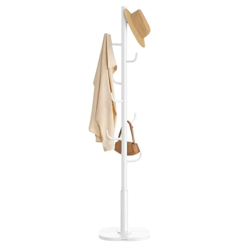 SONGMICS Perchero en Forma de Cactus, Perchero, 8 Ganchos con Extremos hacia Arriba, 175,3 cm de Altura, para Ropa, Sombreros, Bolsos, Blanco Nube RCR039WC01