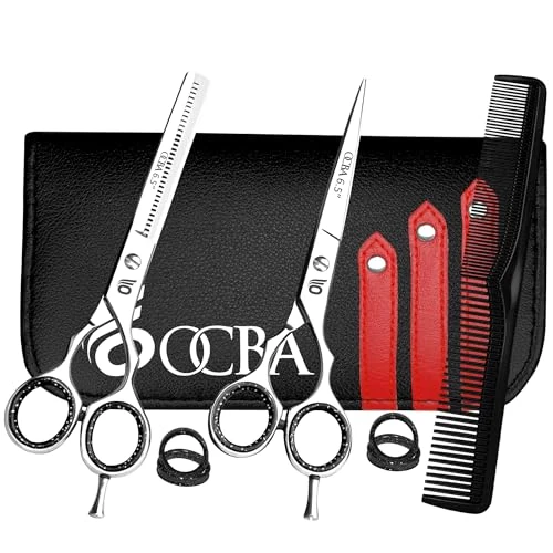 OCBA Friseurschere, Friseursalonschere Edelstahl Haarschere Professionelle Friseurschere, 6 Zoll Schere für Erwachsene (Set da 6,5 pollici in argento)