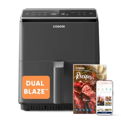 Offerta a tempo: COSORI Friggitrice ad Aria, Air Fryer 6,4 Litri, Forno Elettrico, Doppia Resistenza, Connessione Wifi, 11 Funzioni Preimpostate, Libro&APP Ricette, 1700W, P585S Grigio Scuro - 21% da 139.99 € a 109.99 €