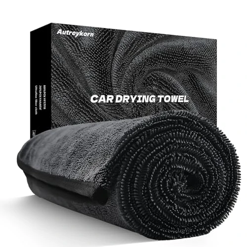 Autreykorn Toalla Secado Coche XXL 90x60 cm 700GSM Microfibra Ultra Absorbente, Secado Rápido Sin Rayas Coches, Motos, Barcos y Detallado de Vehículos