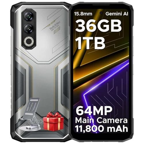 DOOGEE Blade 20 Max Rugged Smartphone, 1 TB + 36 GB unzerstörbares Telefon, 11800 mAh/33 W, MTK Helio G100 Octa Core, 6,6 Zoll 120 Hz stoßfestes Handy, 64 MP+20 MP+16 MP, Android 15/NFC/4G Dual SIM