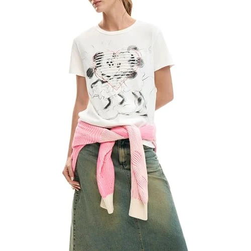 Offerta a tempo: Desigual Core Mickey T-Shirt, Bianco, XS Donna - 5% da 48.99 € a 46.54 €