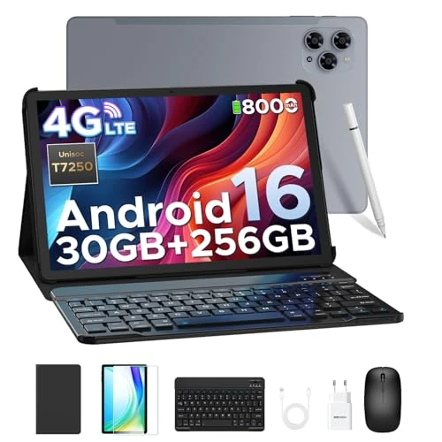 DOOGEE Tablet z systemem Android 16, 90 Hz Tablet 11 cali, z klawiaturą i długopisem, 30 GB RAM+256 GB ROM/TF 2TB, ośmiordzeniowy PC z SIM, 8000mAh/Gemini AI / Widevine L1/13MP/OTG/GPS/FACE ID