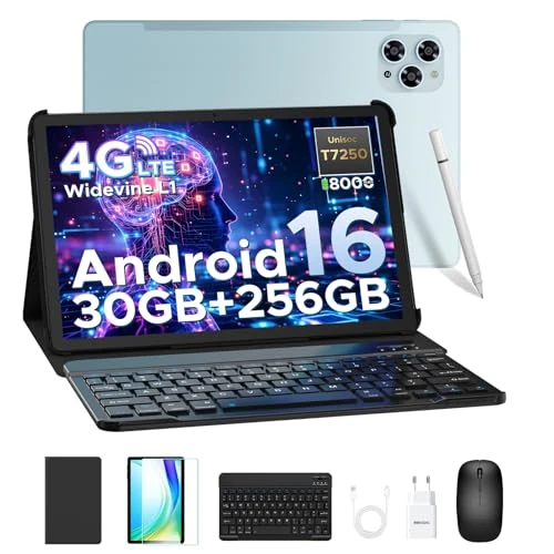 DOOGEE Tab G6 Tablet, Android 16, 90 Hz tablet 11 inch, met toetsenbord en pen, 30 GB RAM + 256 GB ROM/TF 2 TB, Octa-Core PC met Sim, 8000 mAh/Gemini AI/Widevine L1/13MP/OTG/GPS/Face ID/Dual