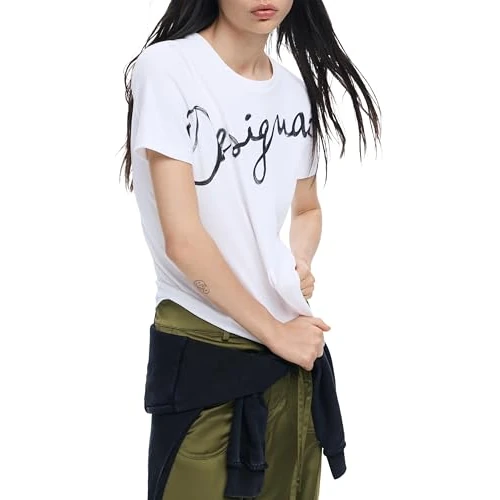 Zeitlich begrenztes Angebot: Desigual Kurzarm-T-Shirt aus der Damen-Kollektion, Weiß, Größe L von 29.95 € auf 28.36 € (5% Rabatt)