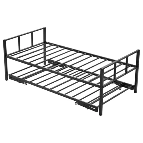 Offerta a tempo: VEVOR Struttura Letto Matrimoniale, Struttura Letto in Metallo con Rotelle, Lettino Matrimoniale con Supporto a Doghe in Metallo per Soggiorno, Camera da Ospiti, Capacità 181,44 kg, Nero - 37% da 225.90 € a 141.51 €