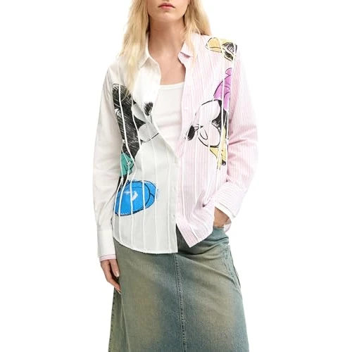 Zeitlich begrenztes Angebot: Desigual Langarmhemd aus der Damen-Kollektion, Weiß, Größe L von 50.37 € auf 50.37 € (0.00% Rabatt)