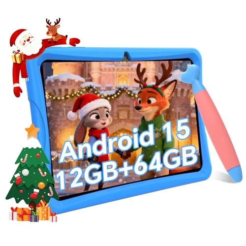 Limitiertes Angebot: TABWEE Kinder Tablet 10 Zoll, Android Tablet Kinder ab 3-14 Jahre, 12GB RAM + 64GB ROM + 2TB Erweiterbar, WiFi, Widevine L1, 5000mAh, Quad Core, Elterliche Kontrolle, Kids Tablet mit Eva Case von 129.99 EUR auf 79.98 EUR (Spare 38%)