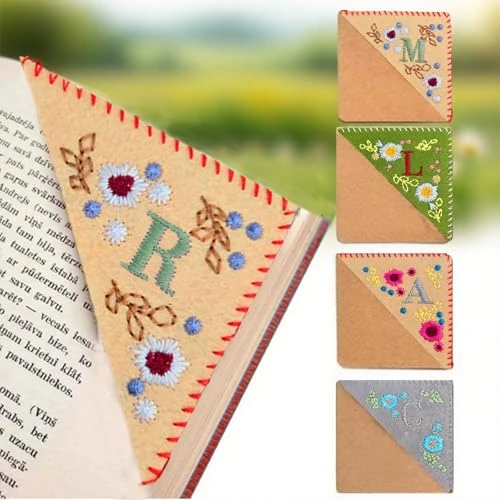 Offre limitée : Marque-page d'angle brodé avec initiales, marque-page en tissu fait à la main pour lecteurs, cadeau personnalisé pour femmes, amis, journal de 5.33 € à 5.33 € (0.00% de remise)