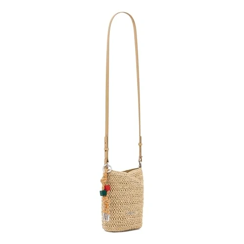 Zeitlich begrenztes Angebot: Desigual Umhängetasche Half Logo Raffia Bag Natural beige von 47.97 € auf 47.97 € (0.00% Rabatt)