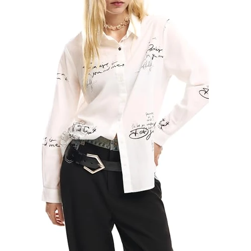 Zeitlich begrenztes Angebot: Desigual Langarmhemd aus der Damen-Kollektion, Weiß, Größe XL von 47.62 € auf 47.62 € (0.00% Rabatt)