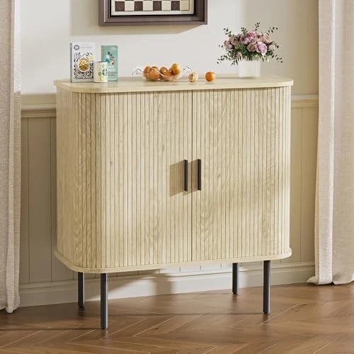 Oferta limitada: BonVoche Aparador de Cocina, aparador con 2 Puertas correderas, gabinete de Almacenamiento con estantes Ajustables, Comedor, Sala de Estar, Armario de Almacenamiento, Color Madera de 139.98 EUR a 139.98 EUR (ahorro 0%)