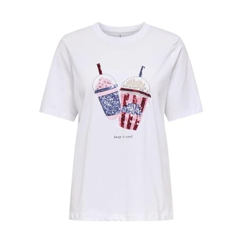 Offre limitée : ONLY Onlburst Life S/S Popcorn Top Box JRS, Blanc éclatant, S Femmes de 17.24 € à 16.38 € (5% de remise)