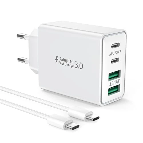 Ładowarka USB C z 2 m szybkie gniazdo USB do iPhone 16 15 Pro Max Plus, iPad, Samsung Galaxy S25/S24, 40 W 4-portowa wtyczka USB wielokrotnego zasilacza ładowania