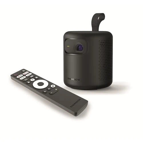 Offerta a tempo: Thomson Vega PG35B Proiettore LED Smart Portatile, Full HD 1080p, Google TV, 350 ANSI, Auto Focus, Correzione Trapezoidale, HDR10, Dolby Digital+, WiFi, Bluetooth, Batteria, Custodia Rigida Inclusa - 0.00% da 280.98 € a 280.98 €