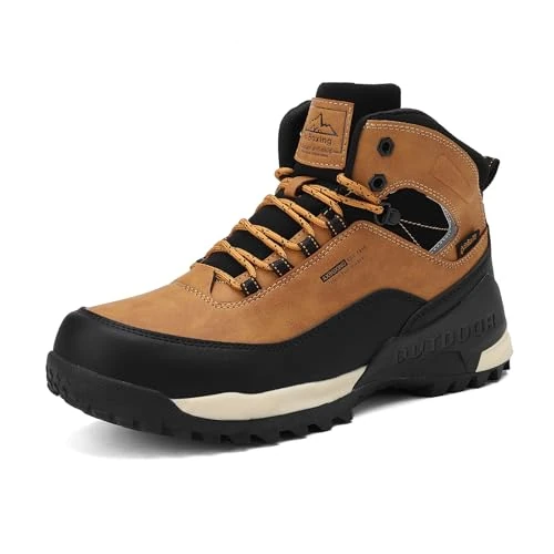 AX BOXING Botas Hombre Trekking Zapatillas Senderismo Invierno Botas de Nieve Cálido Botines Montaña al Aire Libre Amarillo 43