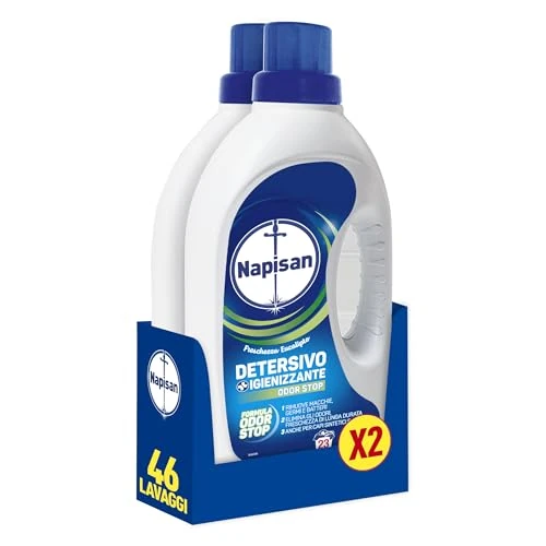 Offerta a tempo: Napisan Detersivo Lavatrice Liquido Igienizzante Odorstop, 2 Confezioni da 1.15 l da 23 Lavaggi di Detersivo Lavatrice Liquido - 50% da 9.98 € a 4.98 €